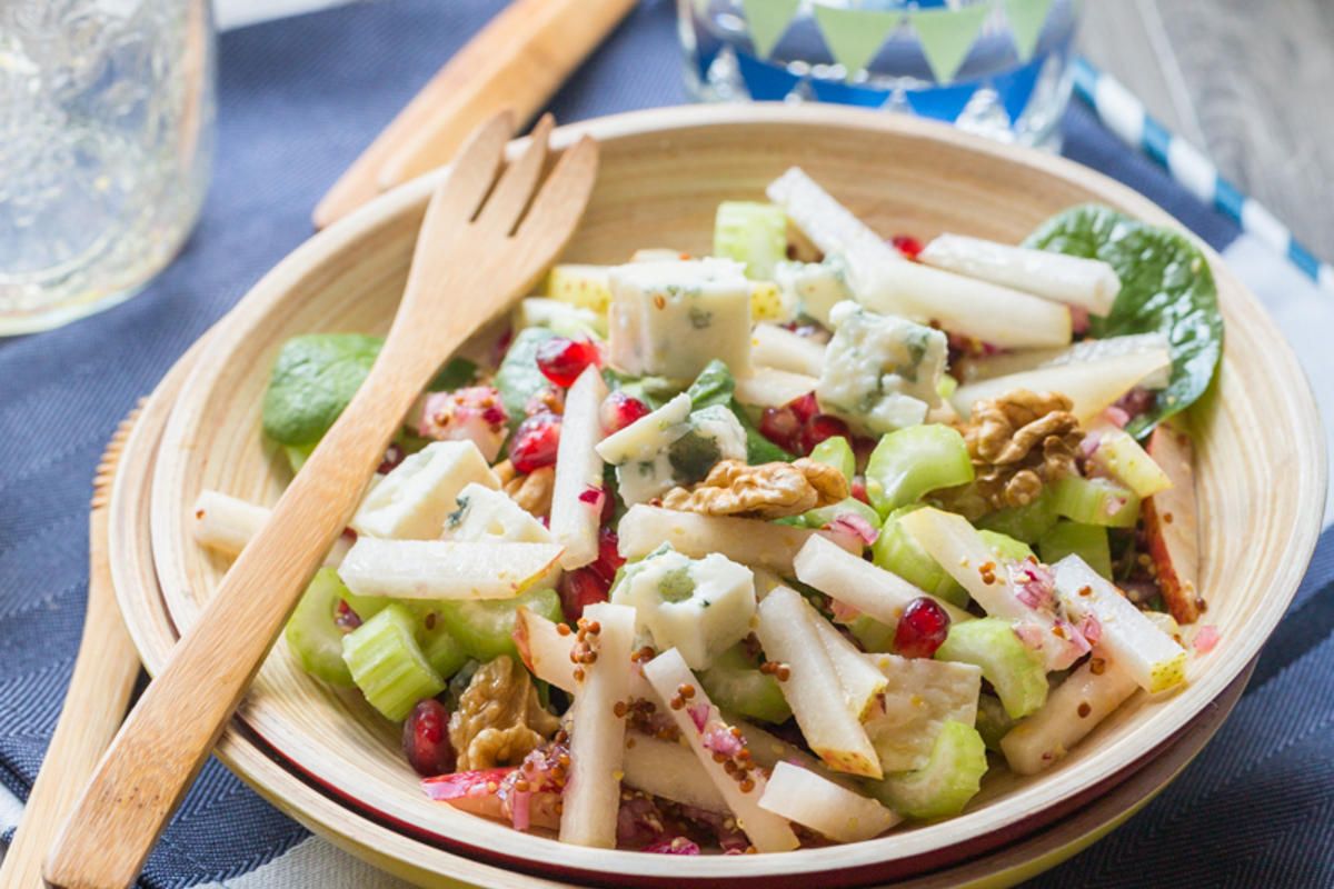 Salade au roquefort en bocal et sandwich roquefort, magret sauce miel-moutarde