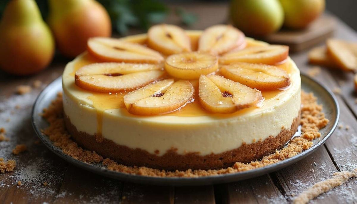Cheesecake sans cuisson aux poires : une douceur express