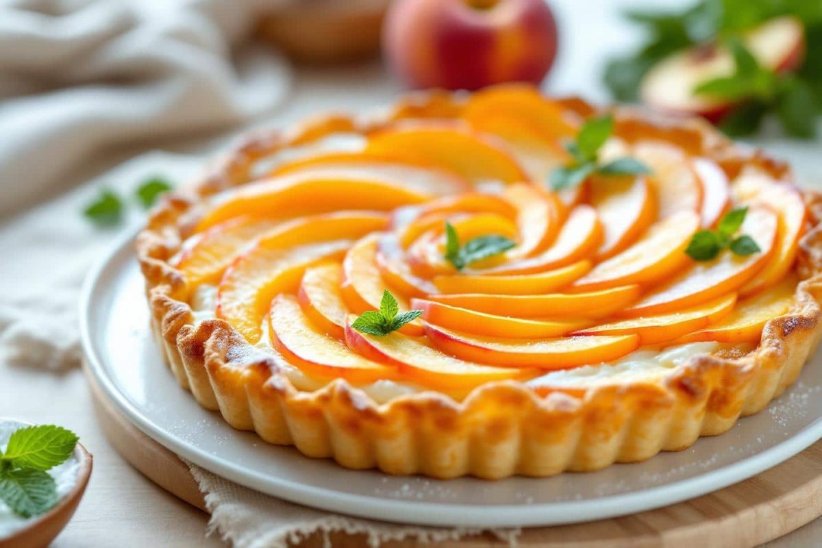 Savourez cette tarte fine pêche et fromage blanc en 15 minutes