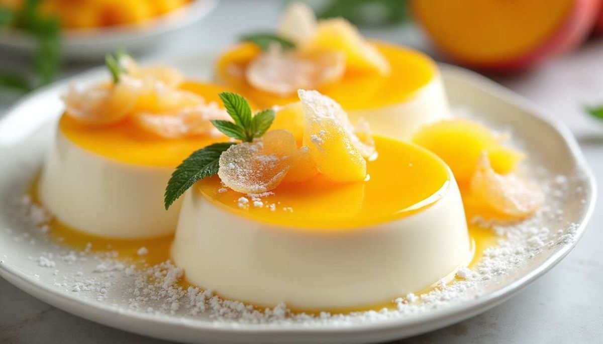 découvrez la panna cotta légère au coulis de mangue : un dessert raffiné et délicieux