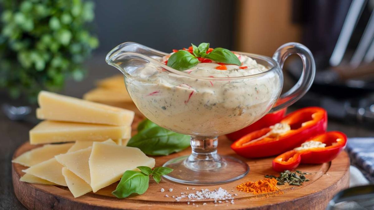 Sauce apéro : fromage frais, poivron et basilic