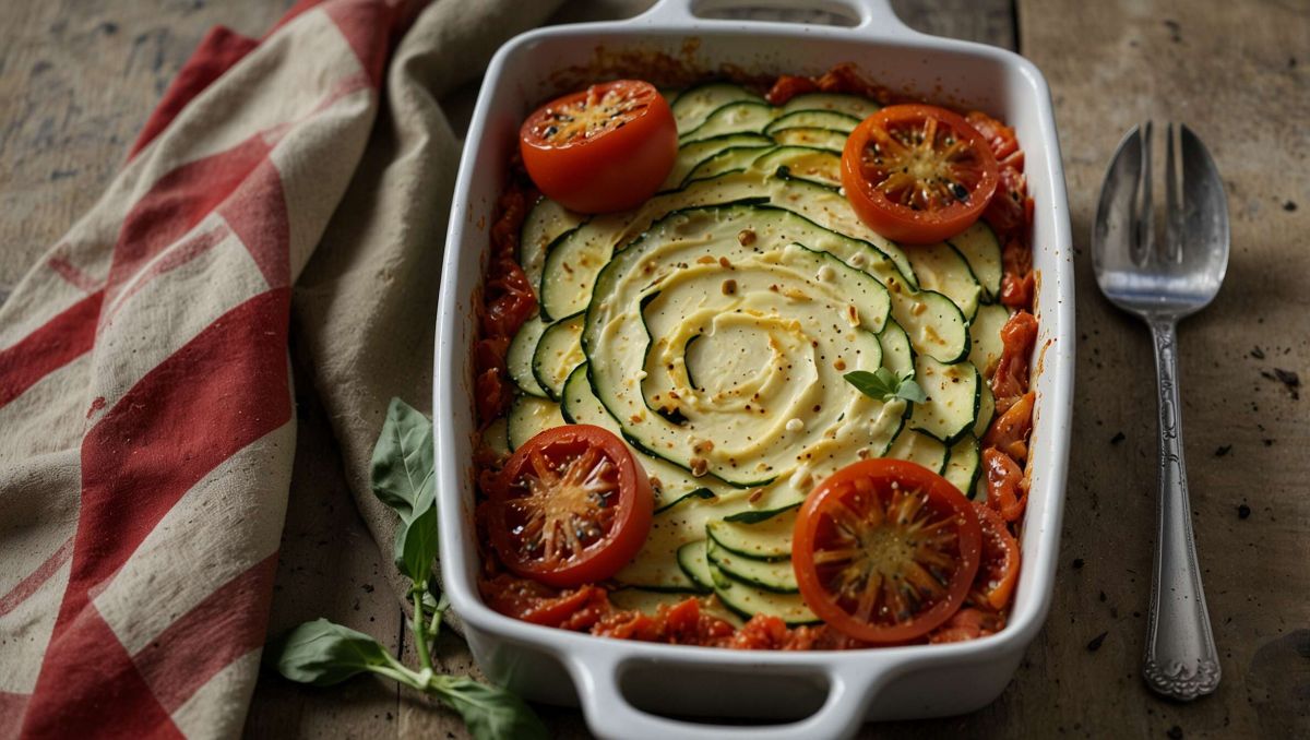 Un gratin de courgettes et tomates tout en douceur