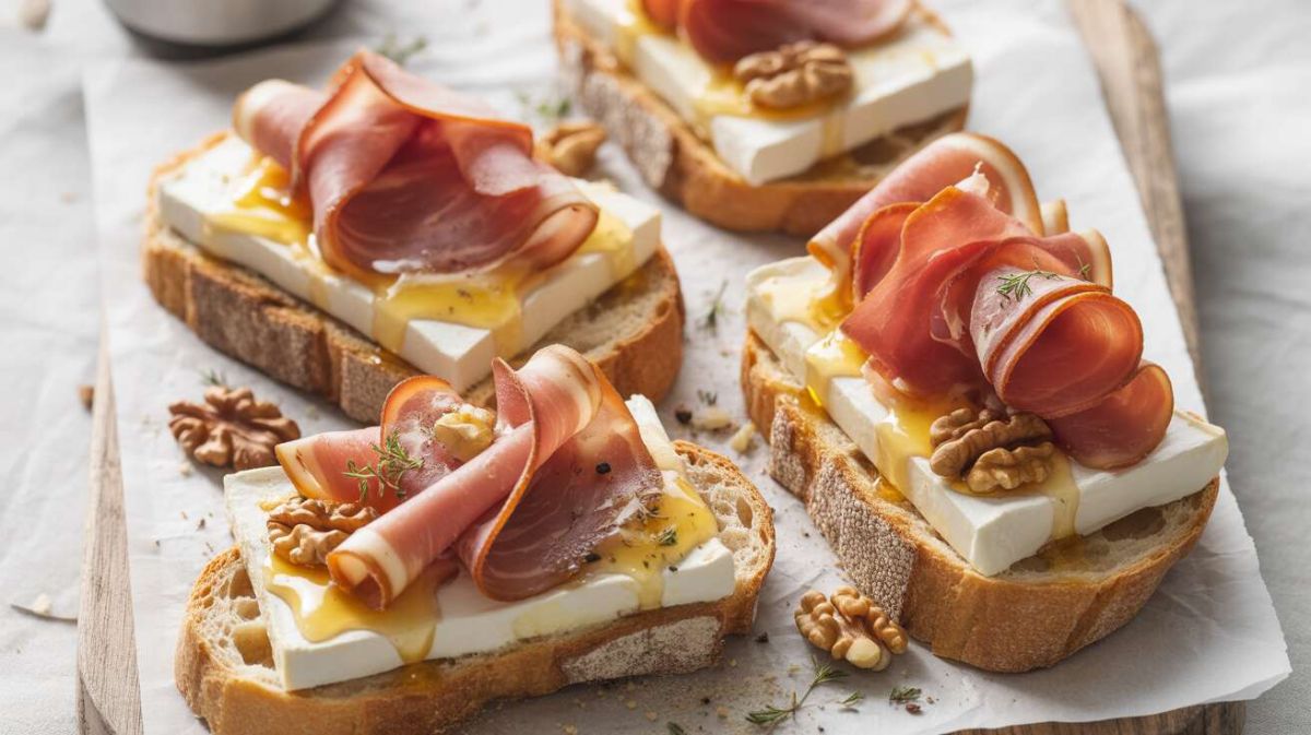 Tartine gourmande au jambon de Bayonne et fromage de brebis